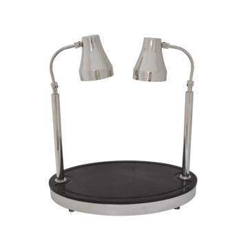 2-Lamp Rolled Edged Lamp Shade Oval Carving Station